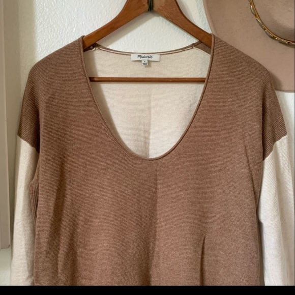 Madewell Kimball Colorblock Sweater Women's Size Small, Cream/Tan, GUC - Picture 6 of 15